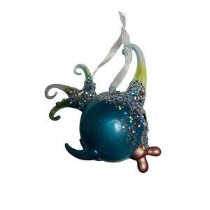 Glass Blown Fish Ornament With Glitter & Sequins
